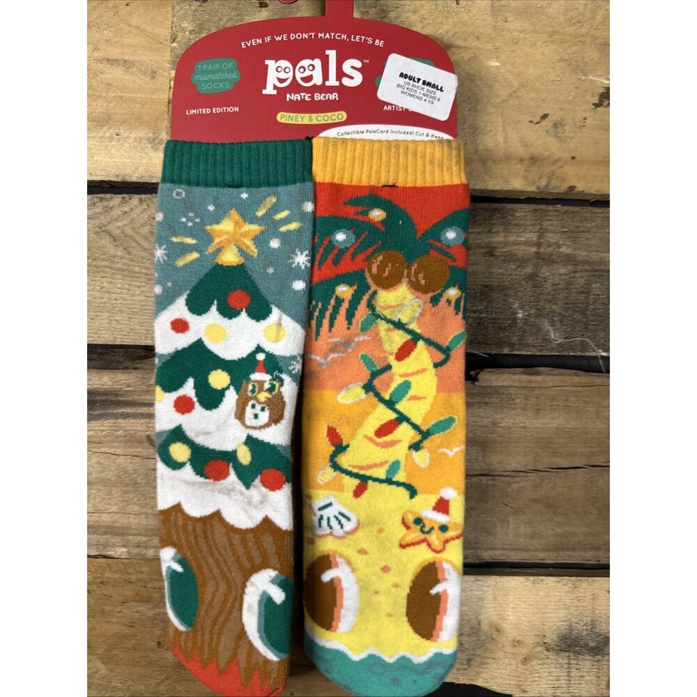 4 for $12 Pals Nate Bear Piney & Coco Adult Small Socks